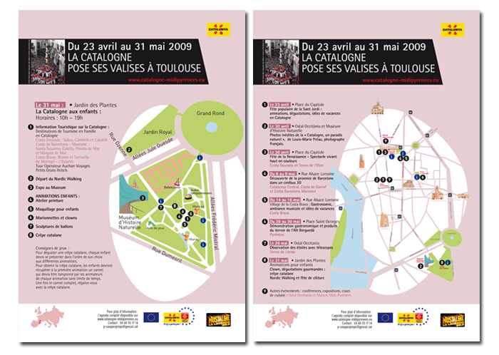 Affiche annonçant le programme et la localistation des événements : la Catalogne à la rencontre de midi-pyrénée