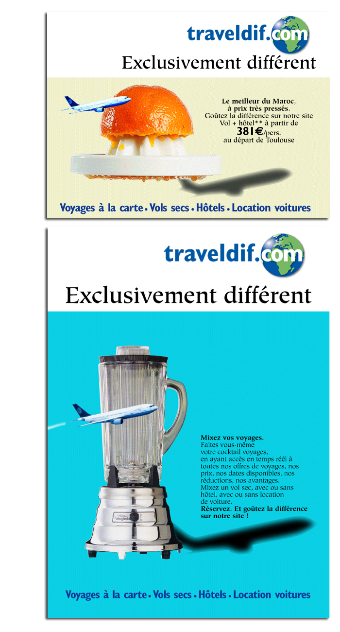 Création d'annonces presse pour un site de voyages - Traveldif, Verdie